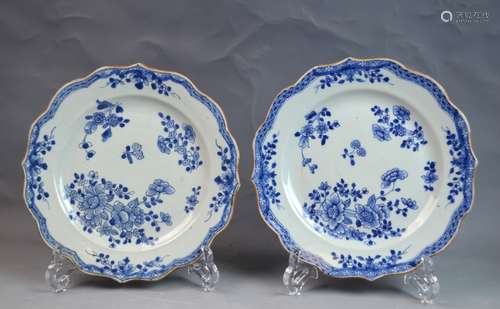 Pair of Chinese Blue and White Porcelain Plates