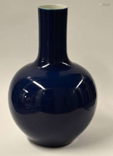 Chinese Monochrome Blue Glazed Porcelain Vase