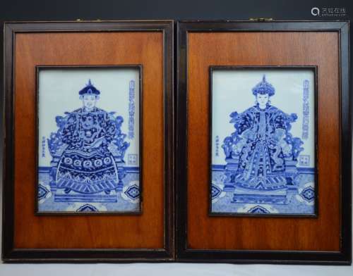 Pair of Chinese Porcelain Portrait Plaques