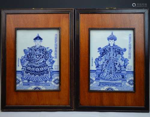 Pair of Chinese Porcelain Portrait Plaques