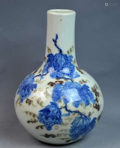 Chinese Blue and White Copper Red Porcelain Vase