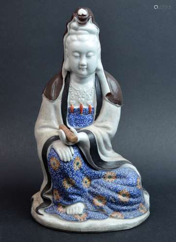 Chinese Famille Rose Porcelain Figure of Guanyin