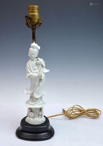 Chinese White Glazed Porcelain Guanyin Lamp