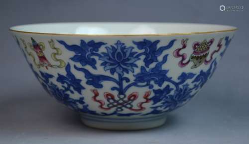 Chinese Blue and White Famille Rose Porcelain Bowl