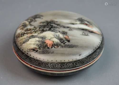 Chinese Grisaille Painting Porcelain Paste Box
