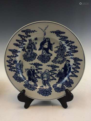 Chinese Blue and White Eight Immortal Dish