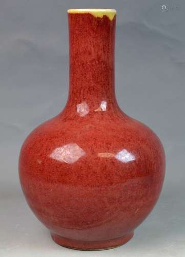 Chinese Red Glazed Porcelain Vase