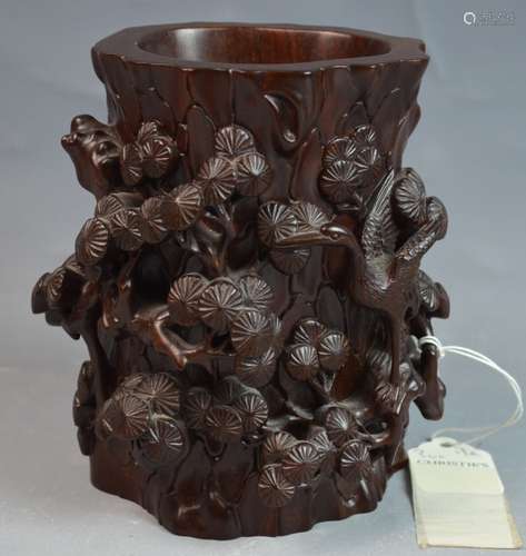 Christie's Chinese Hard Wood Carved Brush Pot