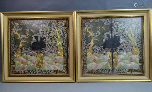 Pair of Chinese Framed Textile