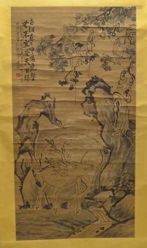 Chinese Painting of a Deer in the Wild