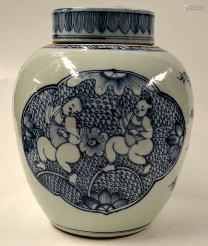 Chinese Blue and White Porcelain Jar with Cover