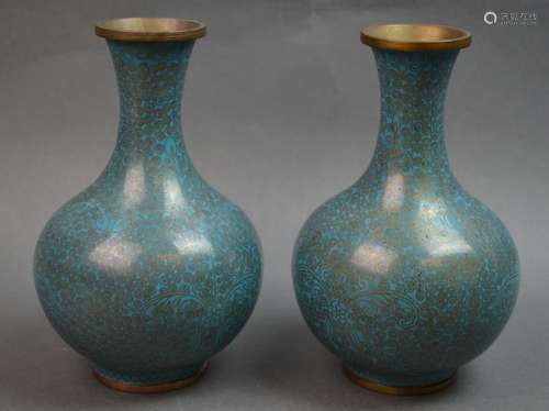 Pair of Chinese Cloisonne Vases