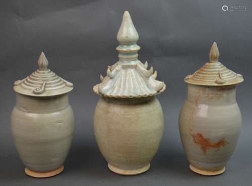 3 Chinese qingbai Glazed Porcelain Jar with Cover