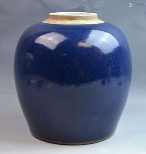 Chinese Blue Glazed Porcelain Jar