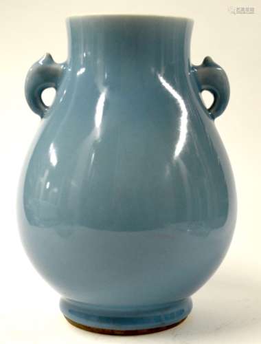 Chinese Monochrome Blue Glazed Porcelain Vase