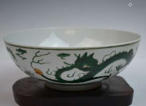 Chinese Green Glazed Dragon Bowl