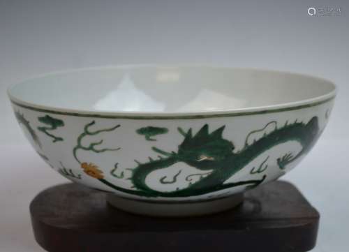 Chinese Green Glazed Dragon Bowl