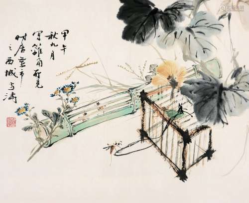 王雪涛 1954年作 草虫 镜心 设色纸本