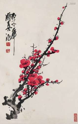 王成喜 1996年作 红梅 立轴 设色纸本