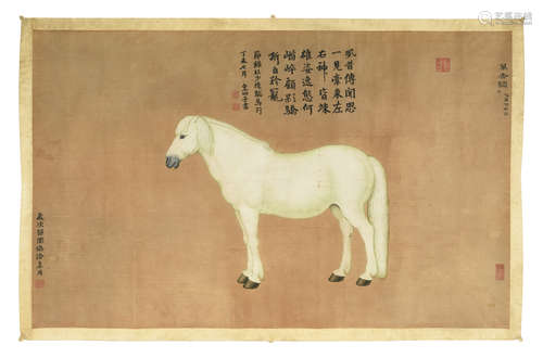 LANG SHINING: INK AND COLOR ON SILK PAINTING 'HORSE'