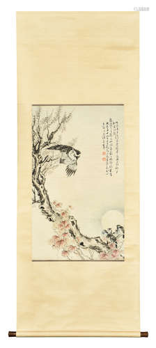 GAO QIFENG: INK AND COLOR ON PAPER PAINTING 'OWLS'