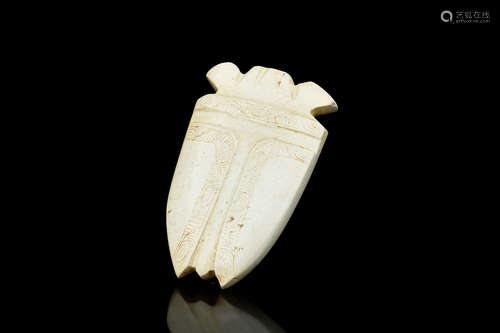 CHICKEN BONE WHITE JADE CICADA ORNAMENT