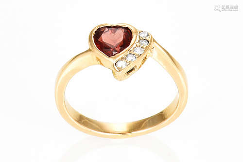 14K YELLOW GOLD RUBY AND DIAMOND RING