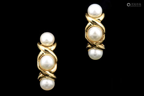 14K YELLOW GOLD PEARL EARRINGS