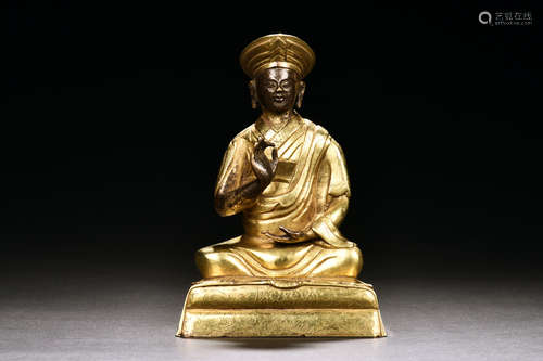 GILT BRONZE CAST TIBETAN BUDDHA FIGURE