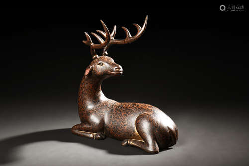 WOOD LACQUER AND PAINTED 'DEER' FIGURE