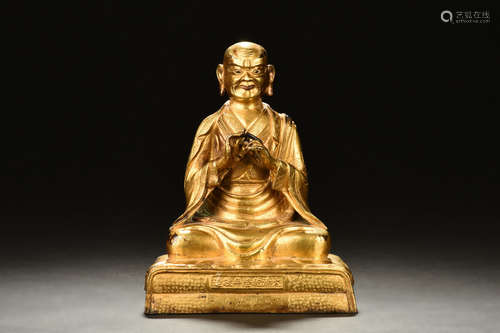 GILT BRONZE CAST SEATED BUDDHA FIGURE