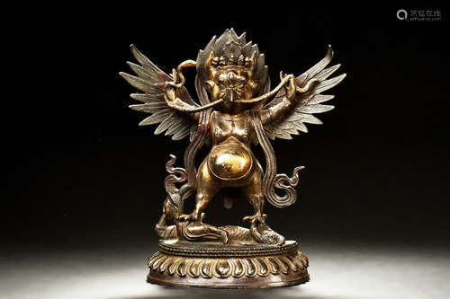 BRONZE CAST BIRD DEITY FIGURE