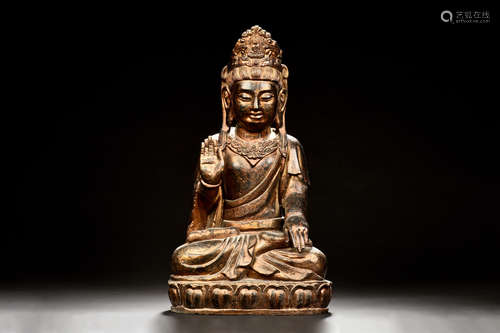 BRONZE CAST SEATED AVALOKITESHVARA FIGURE