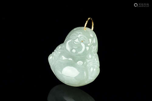 JADEITE CARVED MAITREYA BUDDHA PENDANT