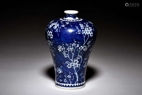 BLUE GROUND 'PLUM FLOWERS' VASE, MEIPING