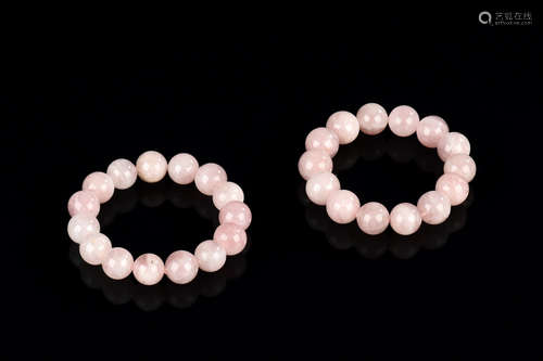 TWO ROSE QUARTZ BEAD BRACELETS