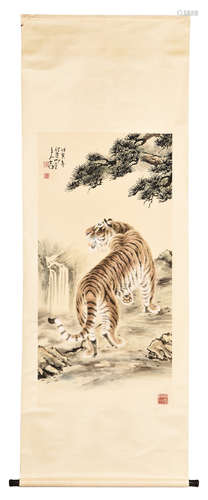 FENG DAZHONG: INK AND COLOR ON PAPER PAINTING 'TIGER'