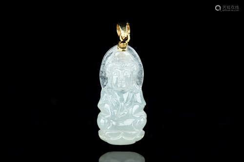 JADEITE CARVED GUANYIN PENDANT