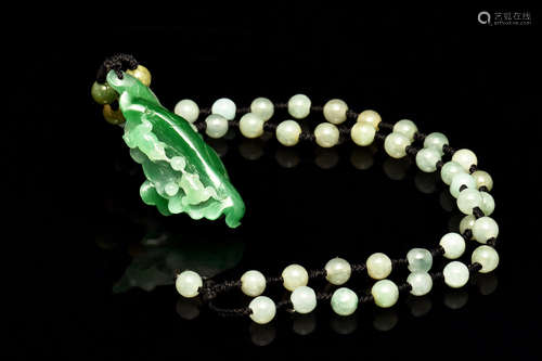 JADEITE FROGS ON LOTUS NECKLACE WITH GIA CERTIFICATE