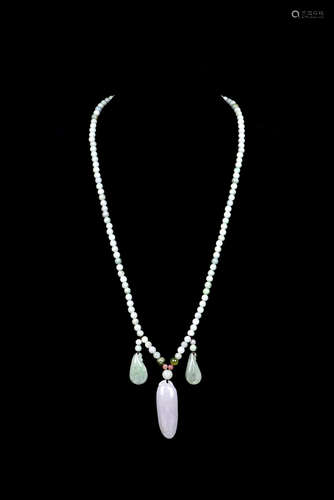 JADEITE NECKLACE AND PENDANT