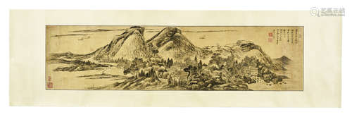 TIE WENG: INK ON PAPER HANDSCROLL 'LANDSCAPE'