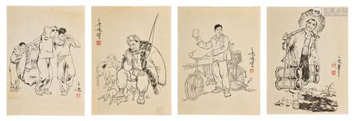 YANG ZHIGUANG: FOUR INK ON PAPER SKETCHES