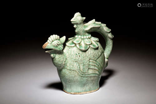 CELADON GLAZED 'PHOENIX' EWER