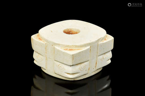 CHICKEN BONE WHITE JADE ORNAMENT, CONG