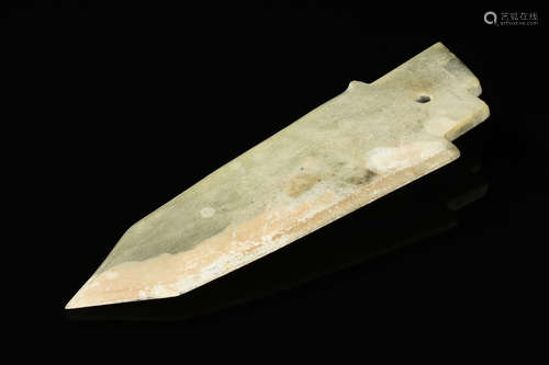 CELADON JADE CARVED DAGGER TIP, GE