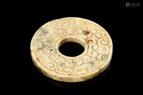 JADE CARVED DISC, BI