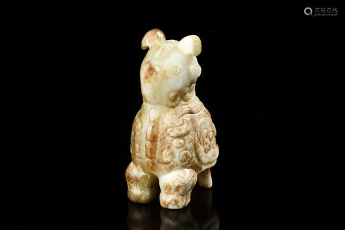 JADE CARVED MYTHICAL BEAST FIGURE