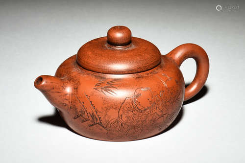 YIXING ZISHA 'CHILDREN AND POETRY' TEAPOT