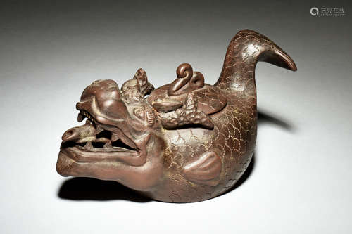 YIXING ZISHA 'FISH DRAGON' TEAPOT