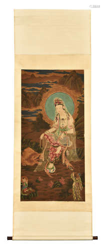 INK ON SILK PAINTING 'GUANYIN'